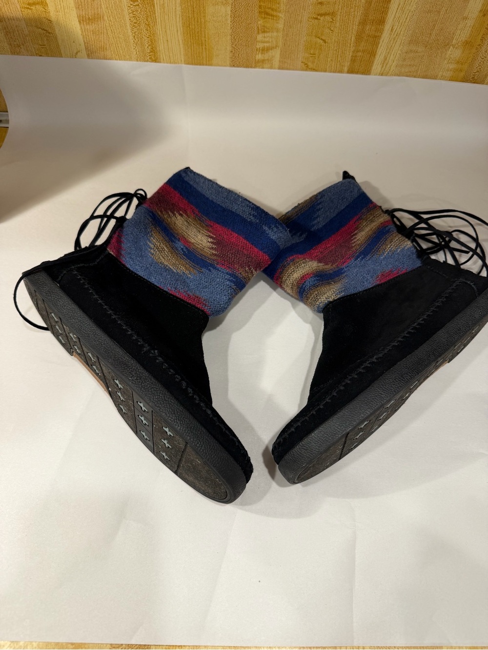 Toms Nepal Boot Black Friday Aztec Wool Faux Fur Lined Suede